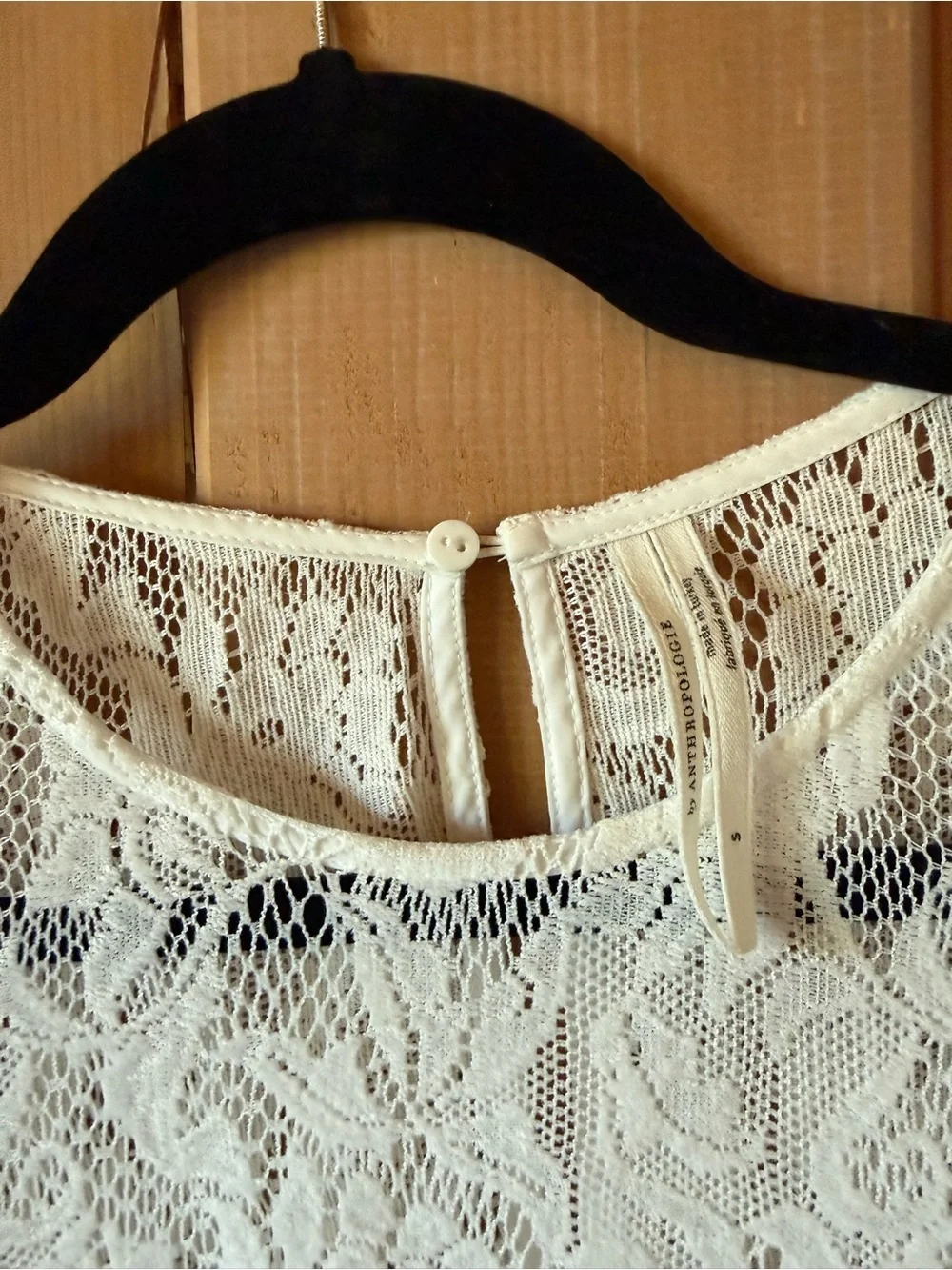 Anthropologie Cottagecore White Lace Puff Sleeve Top Like New Small